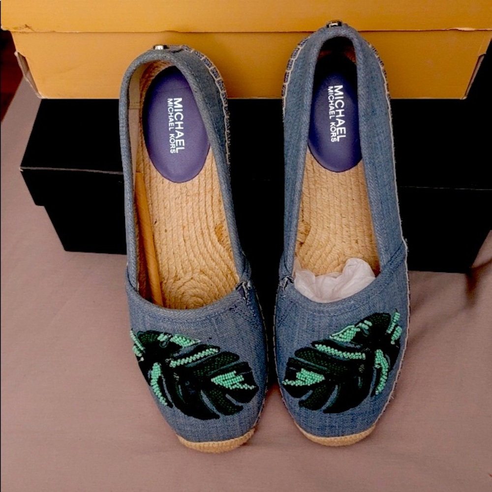 New! Michael Kors palm leaf espadrille